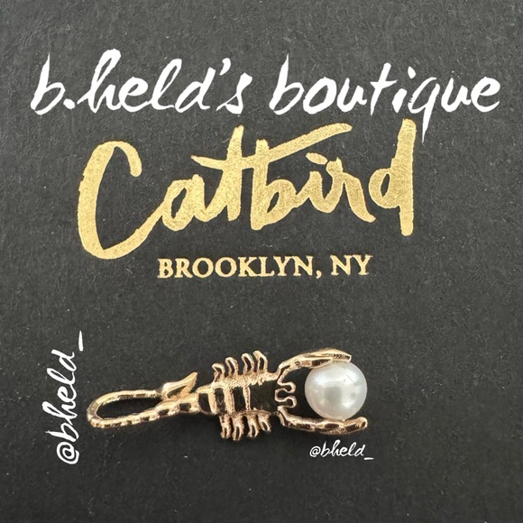 Catbird Jewelry Little Scorpion Charm Solid 14K Gold Pearl Limited Edition NWT - Picture 3 of 17